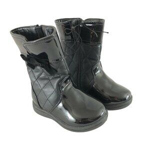 Simply Petals Toddler Girls Boots Faux  Leather Quilted Zipper Black Size 5